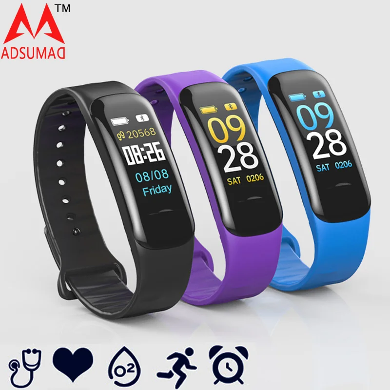 

Smart band C18 color screen blood pressure oxygen monitor heart rate oxygen sleep monitor alarm reminder