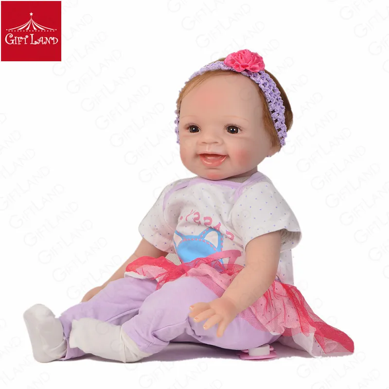 

Reborn Baby Doll Love Doll smiling Angel With purple headwear Handmade Baby Doll Pink Princess Brown Eyes Best Gifts For KidsHOT