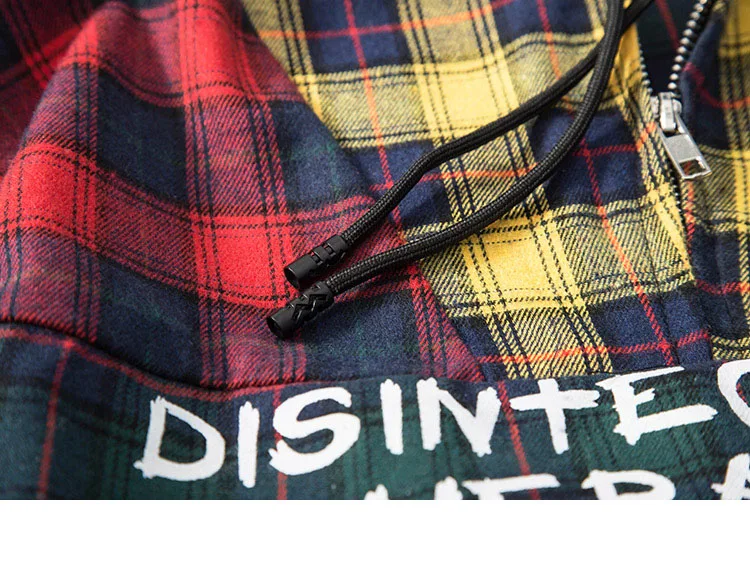 Patchwork Pullover Plaid Long Sleeve Hoodies Shirts 8