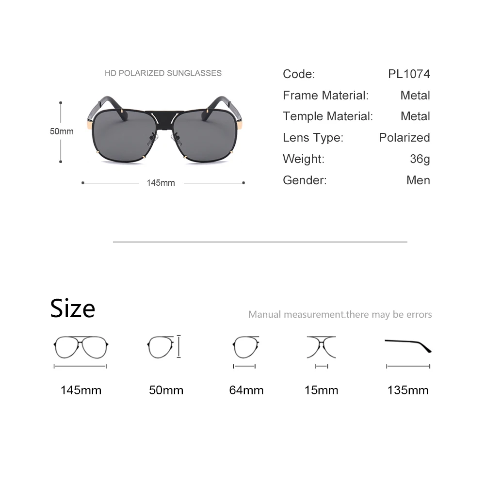 Модные мужские бескаркасные поляризованные солнцезащитные очки для пилота без оправы UV400 зеркальные очки для вождения солнцезащитные очки ретро-оттенки maleeeyewear PL1074