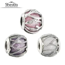 Original 925 de la Plata Esterlina 3 Colores CZ Facetas Granos de Los Encantos Fit Pandora Pulseras Resplandor de Entrelazamiento Shealia Fabricación de Joyas