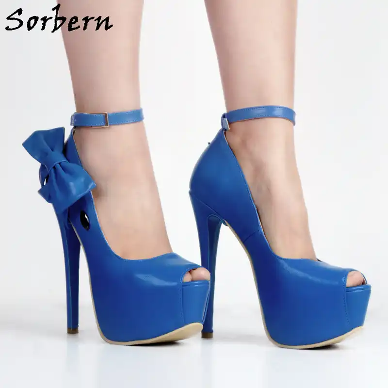 blue open toe heels shoes