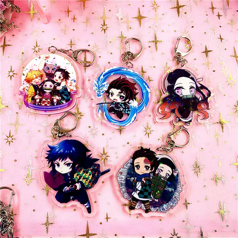 

Anime Demon Slayer: Kimetsu no Yaiba Key Chains Two-sided Keychain Cosplay Acrylic Pendant Keyring