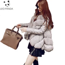 Новое зимнее женское модное однобортное женское меховое пальто с круглым вырезом из искусственной кожи с лисьим мехом ZX1413