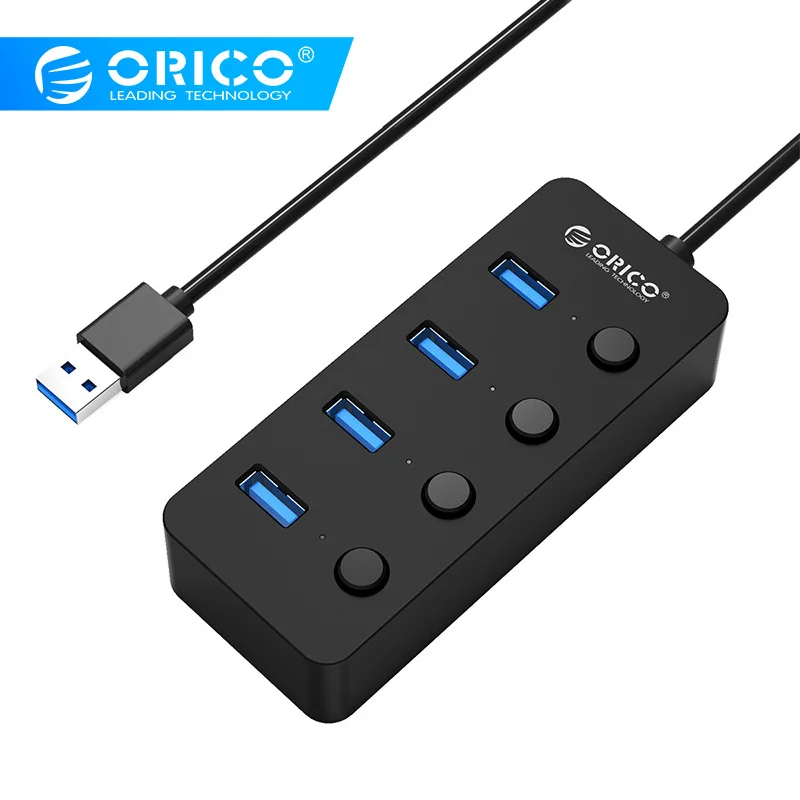 ORICO W9PH4-U3-V1 Bus power ed 4 порта USB 3,0 концентратор с индивидуальными переключателями питания светодиодный для ноутбука/ультрабук/настольный-черны