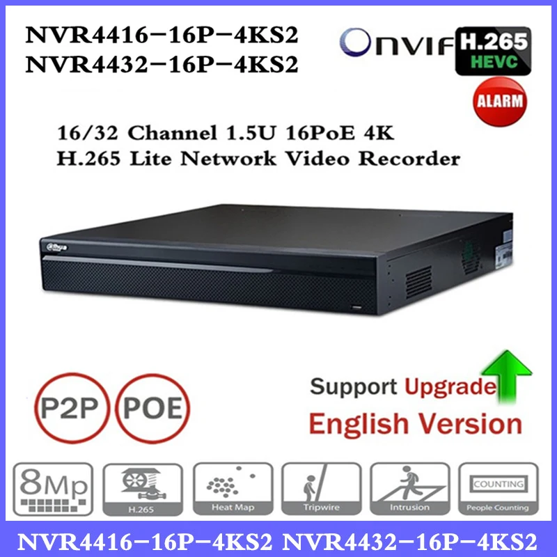 Ahua PoE NVR NVR4416-16P-4KS2 с 16CH PoE Порты и разъёмы sup Порты и разъёмы двухстороннее обсуждение третий вечерние Камера сети видео Регистраторы 1.5U h.265 NVR