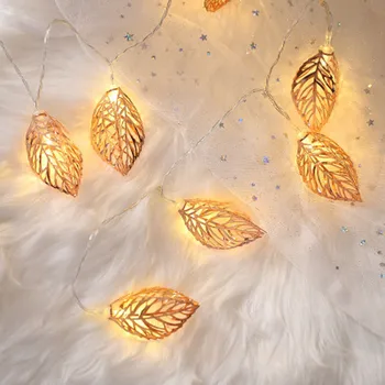 

Solar 2M 10 LED String Lights Iron Leaves Light For Wedding Holiday Wedding Guirlande Lumineuse Exterieur String Lights K25