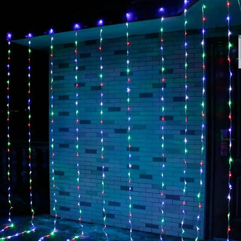 3 м X 3 м 320 светодиодный поток воды дождь занавес светодиодный Водопад струн светильник Рождество Свадебная вечеринка оконная задвижка Декор-многоцветный - Цвет: MULTICOLOR