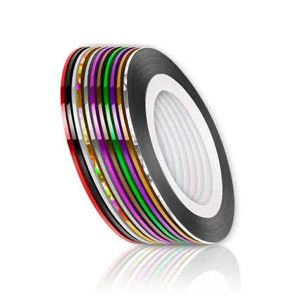

10PCS Mixed Colorful Beauty Rolls Striping Decals Foil Tips Tape Line DIY Design Nail Art Stickers for nail Tools Decorations