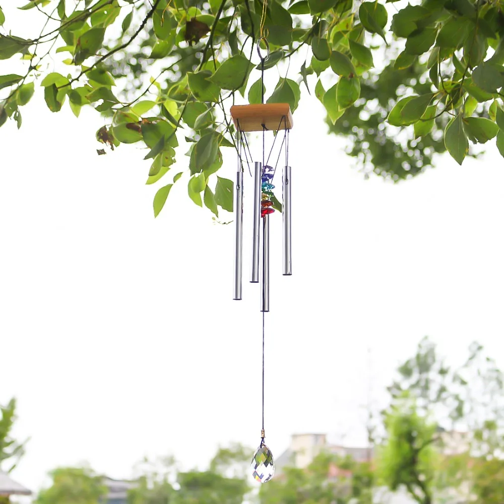 

H&D Chakra Chime Amazing Grace Wind Chime Precious Rainbow Crystal Chakra Pendant- Eastern Energies Collection Home Garden Decor