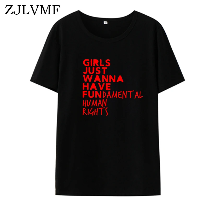 Zjlvmf, футболка для девочек, женская, Harajuku, модная, круглый вырез, короткий рукав, феминистская, повседневная, хлопковая, забавная, женская футболка