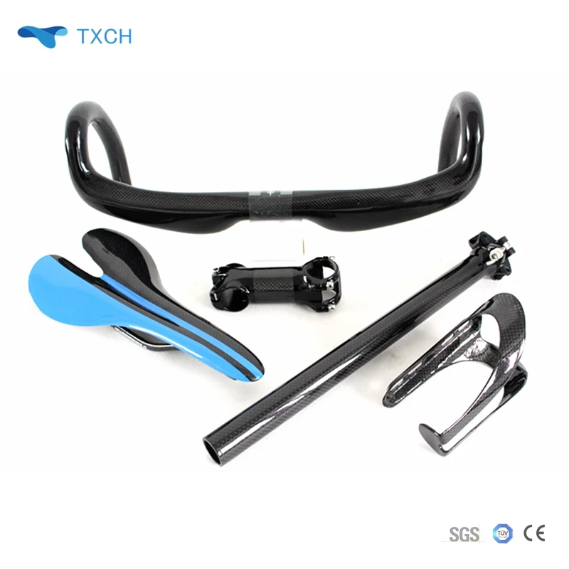 

NO LOGO Group Montain Bicycle Saddle Curved Handlebar  Carbon Fibre  Cages  Good Quality Stem Free  Shipping