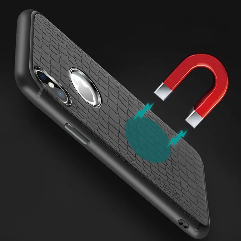 

YiKELO Ultra-thin Black Magnetic Case for iPhone 7 6 8 Plus 5 5s SE X Cases Soft TPU for iPhoneX Cover Magnet Car Phone Holder