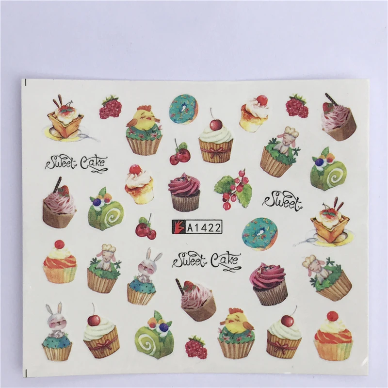 WUF 26 Styles Summer Fruit Strawberry Cherry Cake Ice Cream Nail Art Water Transfer Sticker Decor Slider Decal Manicure