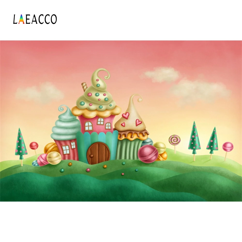 Laeacco сладкий мечтательный мороженое конфеты ребенок мультфильм портретная Сцена фотография фон Фотография Студия фон