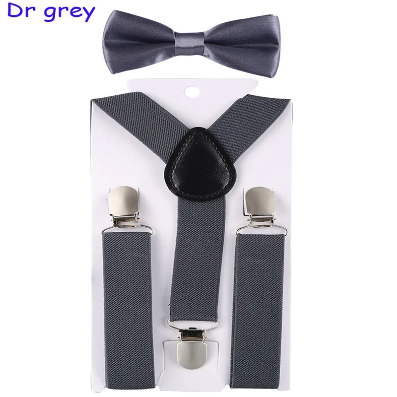 Детские регулируемые эластичные подтяжки с галстуком-бабочкой, ДЕТСКИЕ брекеты для мальчиков и девочек, подтяжки, Детские свадебные галстуки, аксессуары - Цвет: Dark Grey