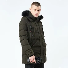 Новые высококачественные теплые зимние куртки мужские с капюшоном меховой воротник мужские s парка ветрозащитная верхняя одежда зеленое пальто в стиле милитари мужские оптом