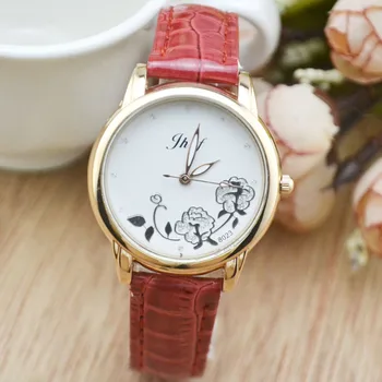 

2019 New Diamond Rose Pattern Dial Leather Strap Watch Casual Fashion Exquisite Precise Popular Women's Quartz Watch