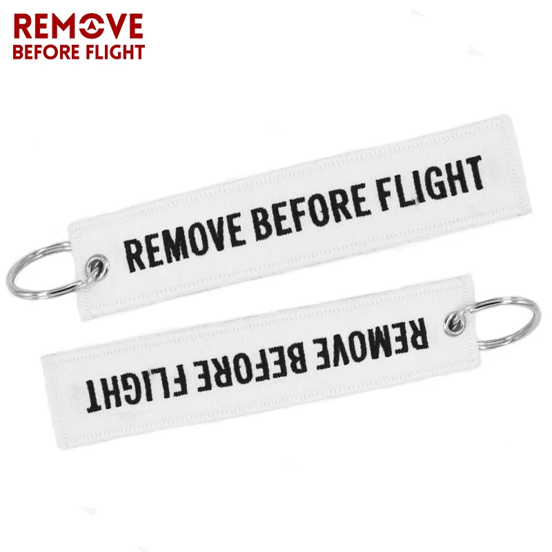 

10 PCS/LOT Remove Before Flight Key Chain llaveros White Embroidery Key Fobs OEM Key Jewelry Aviation Gifts Chaveiro Keychain