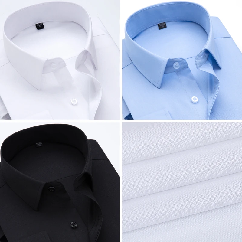 men dress shirt long sleeve Business Classical offices men s shirts casual slim fit plus size 2