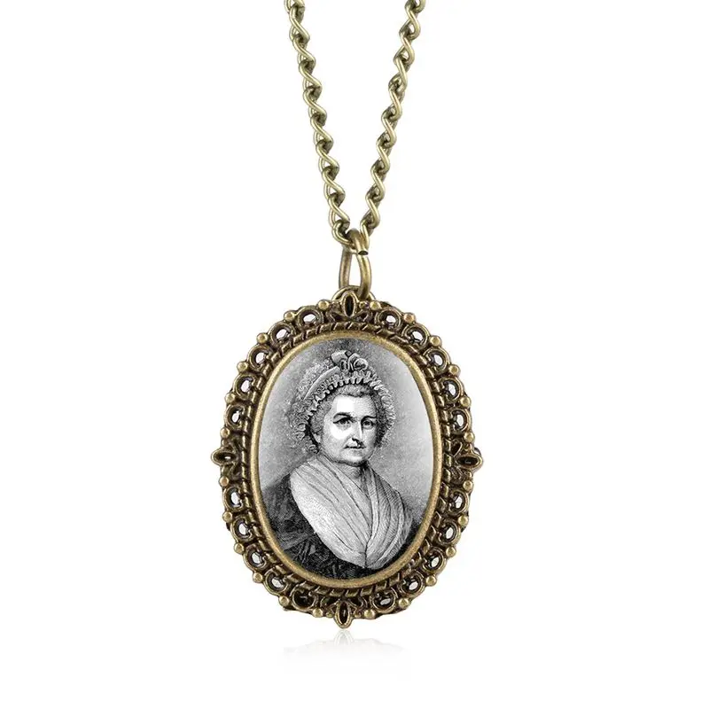 Vintage George Washington Photo Cabochon Glass Bronze Pendant Necklace
