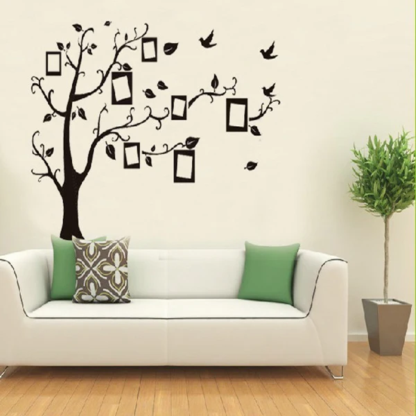 Inicio Negro Del Diseno Del Arbol De Pegatinas De Pared 50 70 Cm