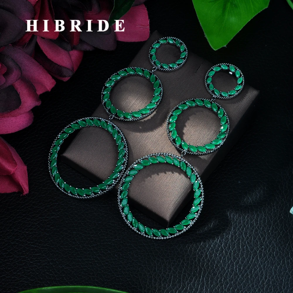 Hibrid, модные женские серьги, большие длинные висячие серьги круглой формы, трендовые модные ювелирные изделия, женские вечерние аксессуары, E-87