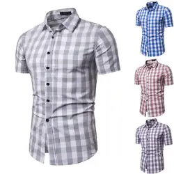 Рубашка мужская уличная chemise homme Летняя мужская рубашка Повседневное нагрудные футболка с коротким рукавом Y605