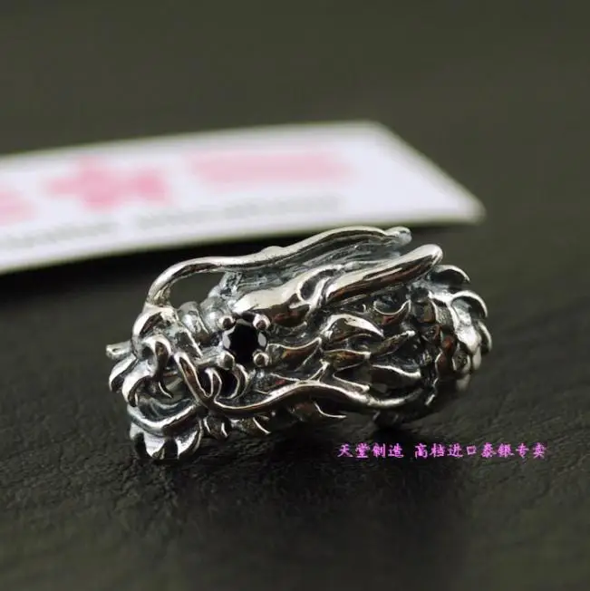 

Authentic OV inlaid black Zircon leader dragon Thai silver earrings 1 Piece
