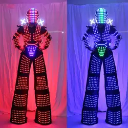 Traje de Робот СВЕТОДИОДНЫЙ ходули Уокер светодиодный свет костюм робота Костюмы событие kryoman светодиодный disfraz de raискусственная (-ый робот