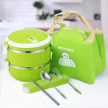 

Food Grade 304 Stainless Steel Lunch Box Leak-Proof Portable Thermal Bento Food Container Box Cartoon School Kids Japanese Style