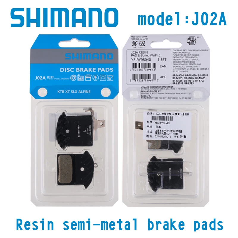 4 sets Shimano J02A/J03A Resin Cooling Fin Ice Tech Disc Brake Pads XT XTR SLX