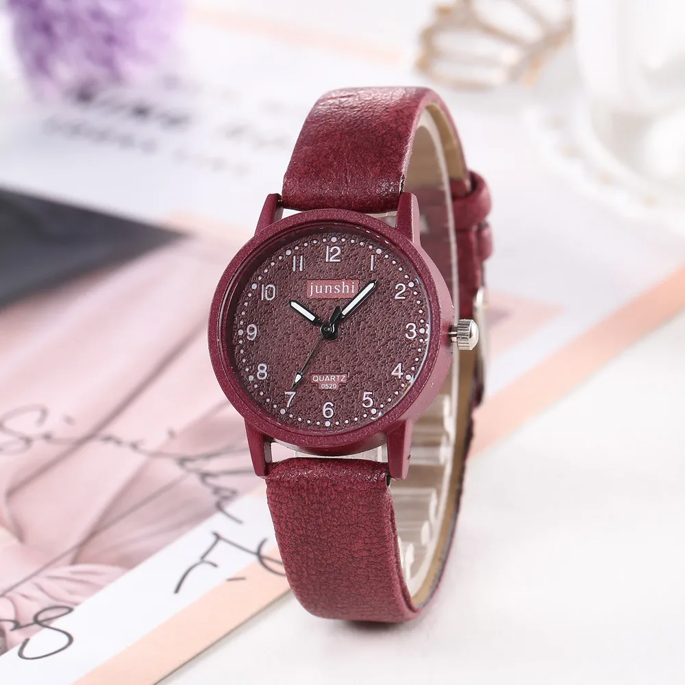 Vansvar розовые часы женские водонепроницаемые кварцевые спортивные часы модные круглые часы кожаный ремешок аналоговые женские часы montre femme