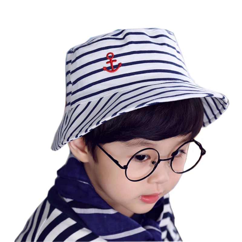 Baby Boy's Stripes Bucket Fisherman Hats Children Outdoor Beach Sun Cap