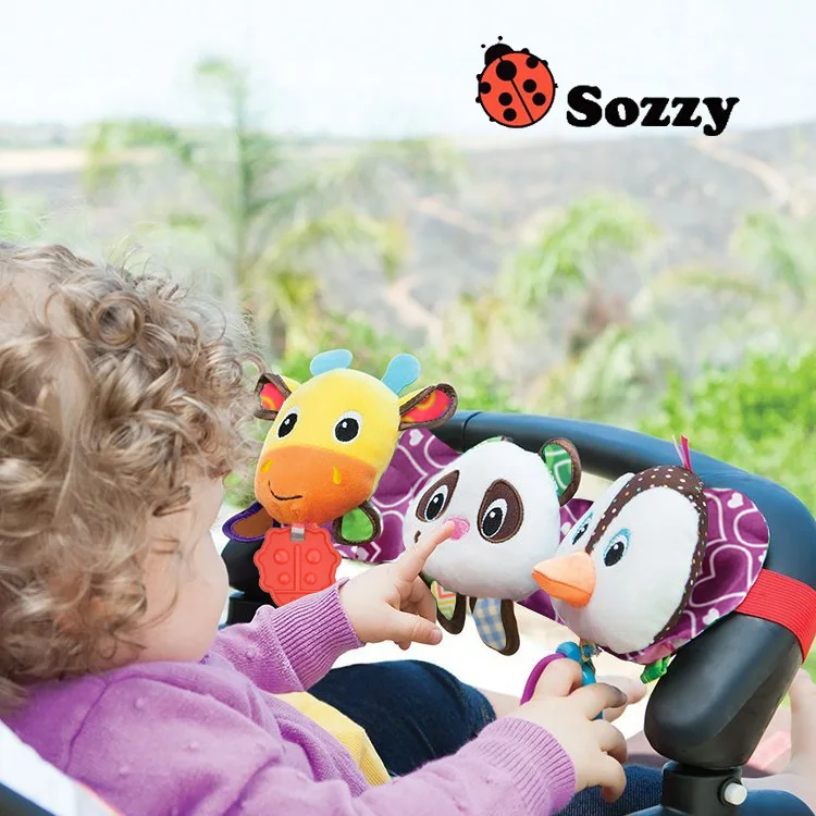 

Baby Rattles hanging with sound Light Cute Three Animals Infant Baby Crib Stroller Toy 0+ month Music Plush Bed Play Doll
