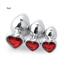 S/M/L Size Crystal Diamond Love Heart Shape Anal Safe Plug Stainless Metal Steel Butt Plug Anal Waterproof Adult Sex Toys