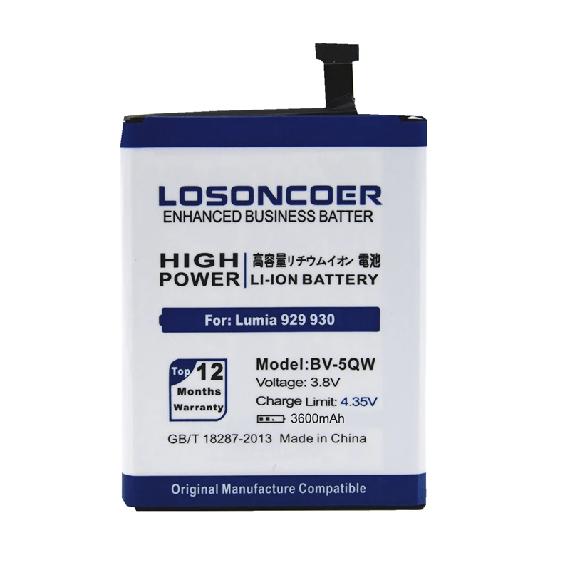 LOSONCOER 3600 мАч BV 5QW батарея для мобильного телефона Nokia Lumia 929 930 RM927 батареи + номер
