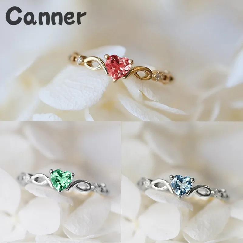 

Canner Big Heart Stone Crystal Rings For Women Simple Gold Silver Engagement Wedding Ring Jewelry Gift