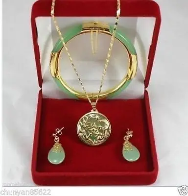 

SU309 new Style Hot sale**Fashion jewelry green stone necklace pendants, earrings bracelets Set Fashion Wedding Party Jewellery