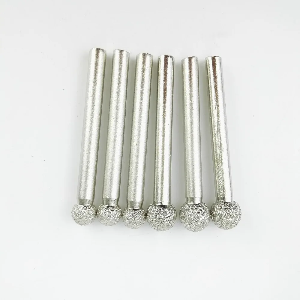 DIATOOL 6pcs 9/10 Vaccum Brazed Diamond Burrs Rotary Tool For Stone
