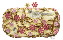 Party abend handtaschen Blumenmuster Abendtasche Blau Luxus Kristall ROTES Abend-handtasche Gold Diamant Parteigeldbeutel 88344
