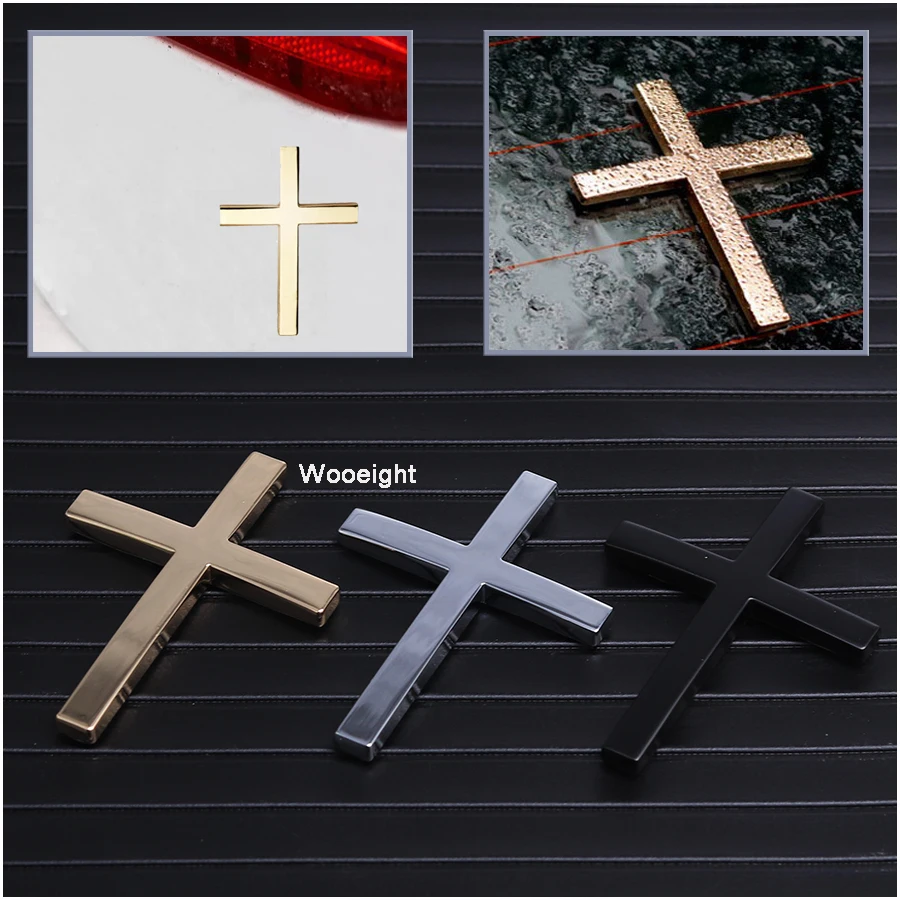 Wooeight 3D Metal Sticker Jesus Christian Cross Auto Body Emblem Badge Decal For BMW Benz Honda VW Ford Car Accessories (2)