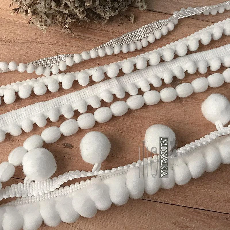 

3 Yards Pom Pom Trim Ball MINI Pearl Pompom Fringe Ribbon Sewing Lace Kintted Fabric Handmade DIY Craft Decoration Accessories