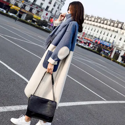 2019 new women long section Woolen trench coat women's popular autumn winter wool blends thickened woolen outerwear female d027
