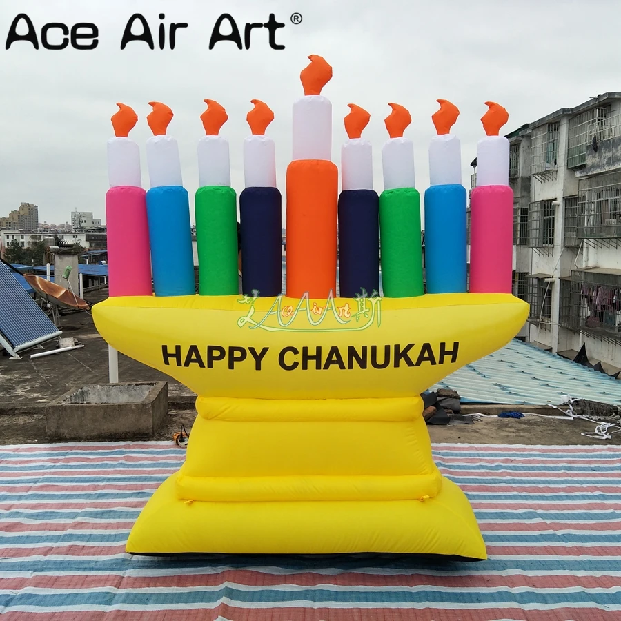 Красочный надувной menorah с 9 свечами надувные украшения hanukka/chanukah | Игрушки и хобби