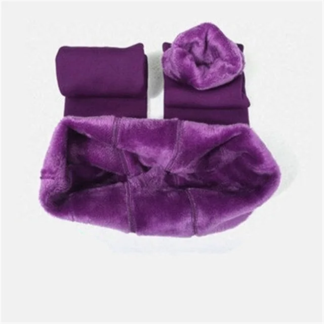 NORMOV, женские теплые леггинсы с высокой талией, эластичные плотные бархатные леггинсы, Леггинсы для фитнеса, однотонные тонкие леггинсы для женщин размера плюс - Цвет: purple