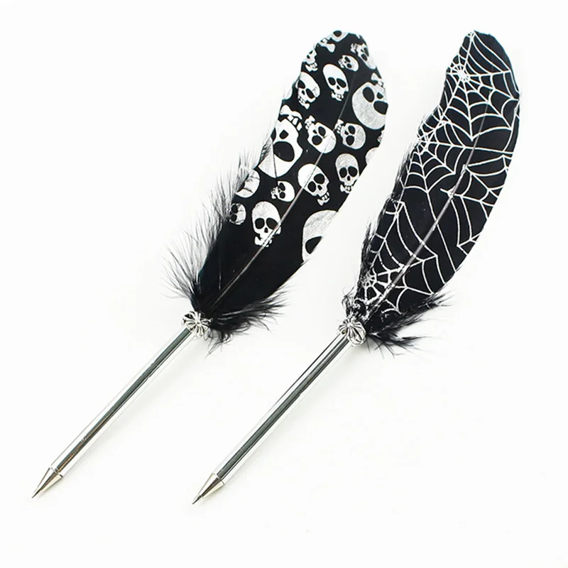 Halloweenpens для письма Милая ручка с черными чернилами для детей подарок человеческий скелет школьные принадлежности - Цвет: Two pens each one