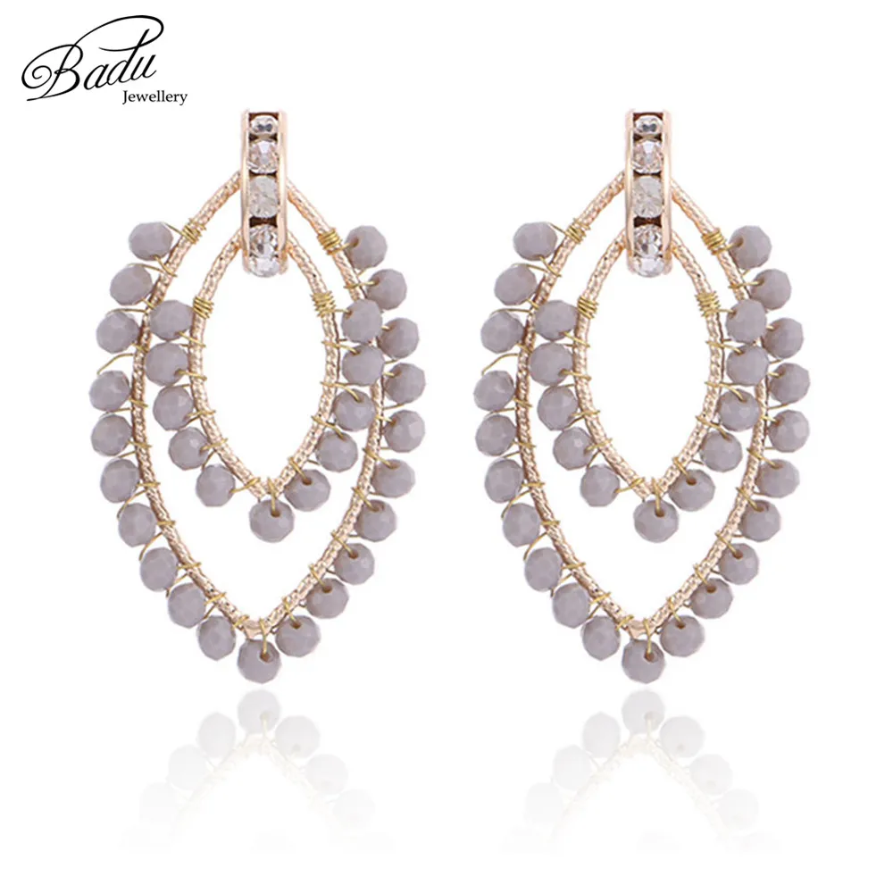 Badu Geometric Stud Earrings for Women Crystal Crochet Big Statement Earring for Party Elegant Fashion Jewelry Dropshipping