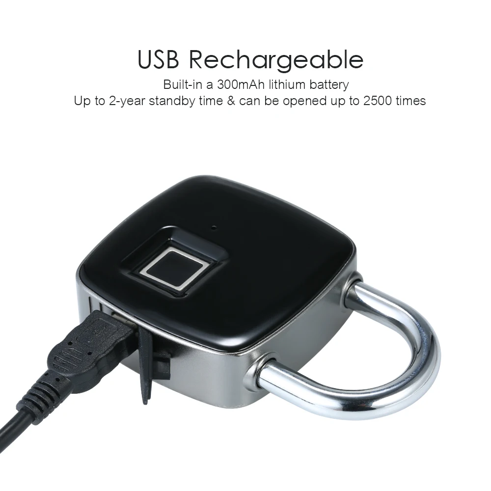 USB Перезаряжаемый смарт-замок без ключа с отпечатком пальца IP65 Водонепроницаемый Противоугонный замок для безопасности двери чехол для багажа Замок