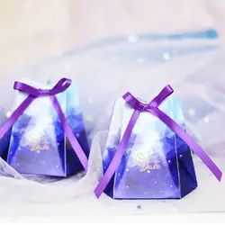Шестиугольная фиолетовая Свадебная коробочка для сладостей коробка и сумки милые подарочные коробки для конфет для свадьбы или «нулевого